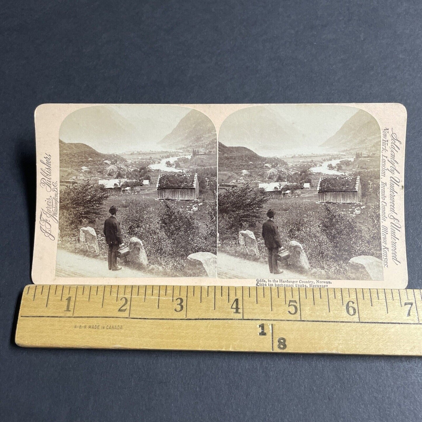 Antique 1892 Worker With Lunchbox Odda Norway Stereoview Photo Card P4592