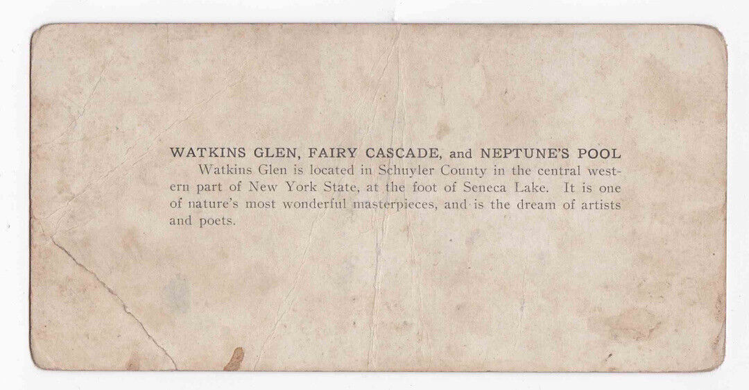 Antique 1880s Watkins Glen New York Fairy Cascade Neptunes Pool Stereo Card P311