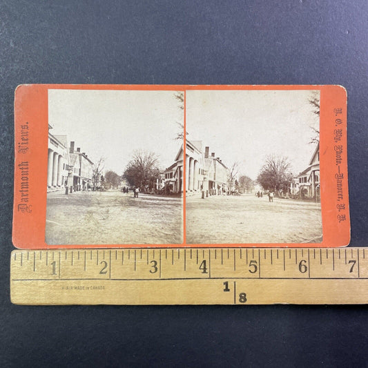 Downtown Hanover NH Stereoview Photo Card Henry Osgood Bly Antique c1869 X966