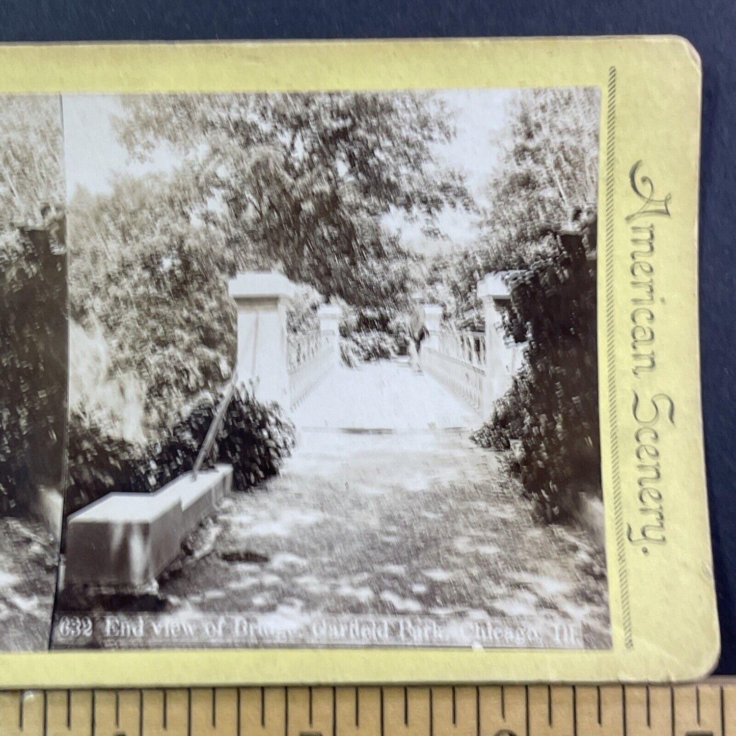 Garfield Park Bridge Stereoview Chicago Conservatory Photo Antique c1875 X1312