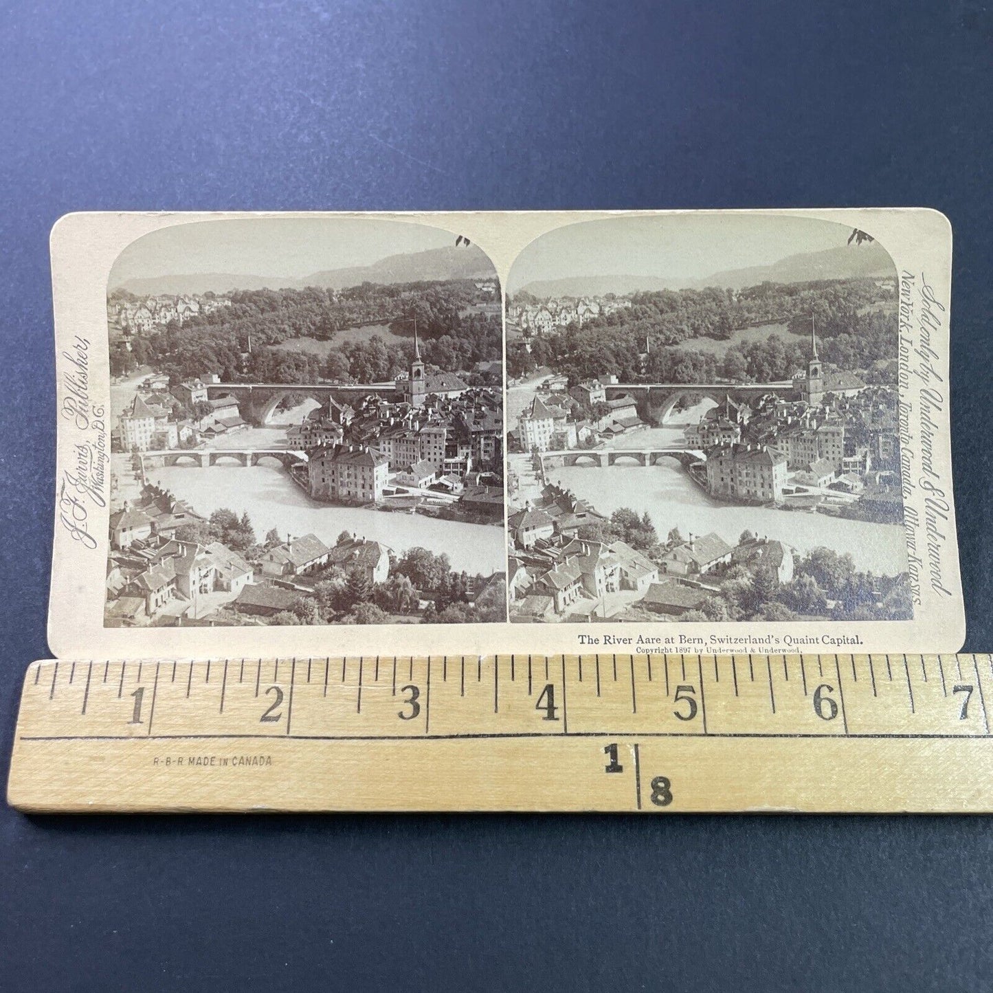 Antique 1897 Bern Switzerland City View Stereoview Photo Card P3898