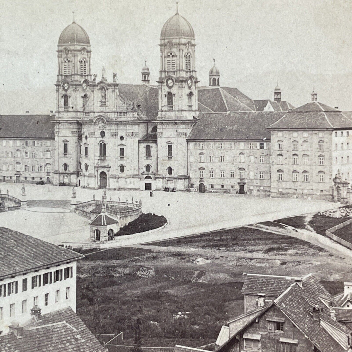 Einsiedeln Abbey Church Switzerland Stereoview Jean Andrieu Antique c1872 X3283