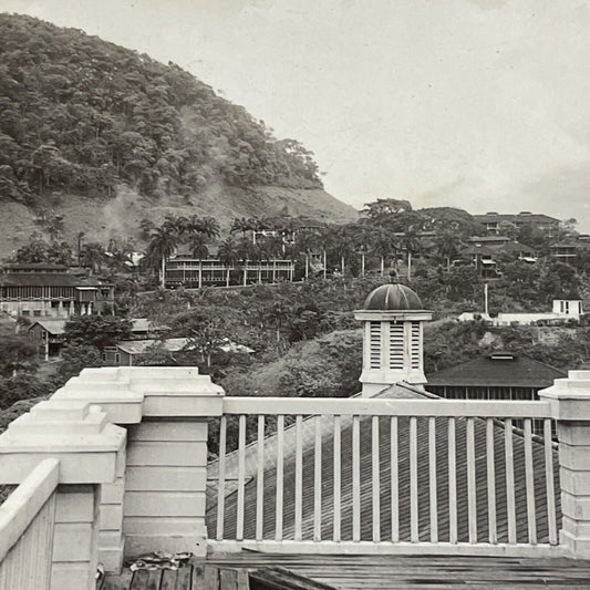 Antique 1910s Construction Worker Hospital Panama Stereoview Photo Card P4458