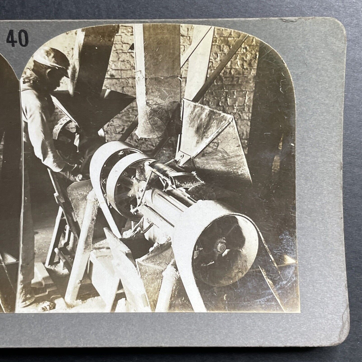 Antique 1905 Barefoot Cotton Mill Worker USA Stereoview Photo Card P1527