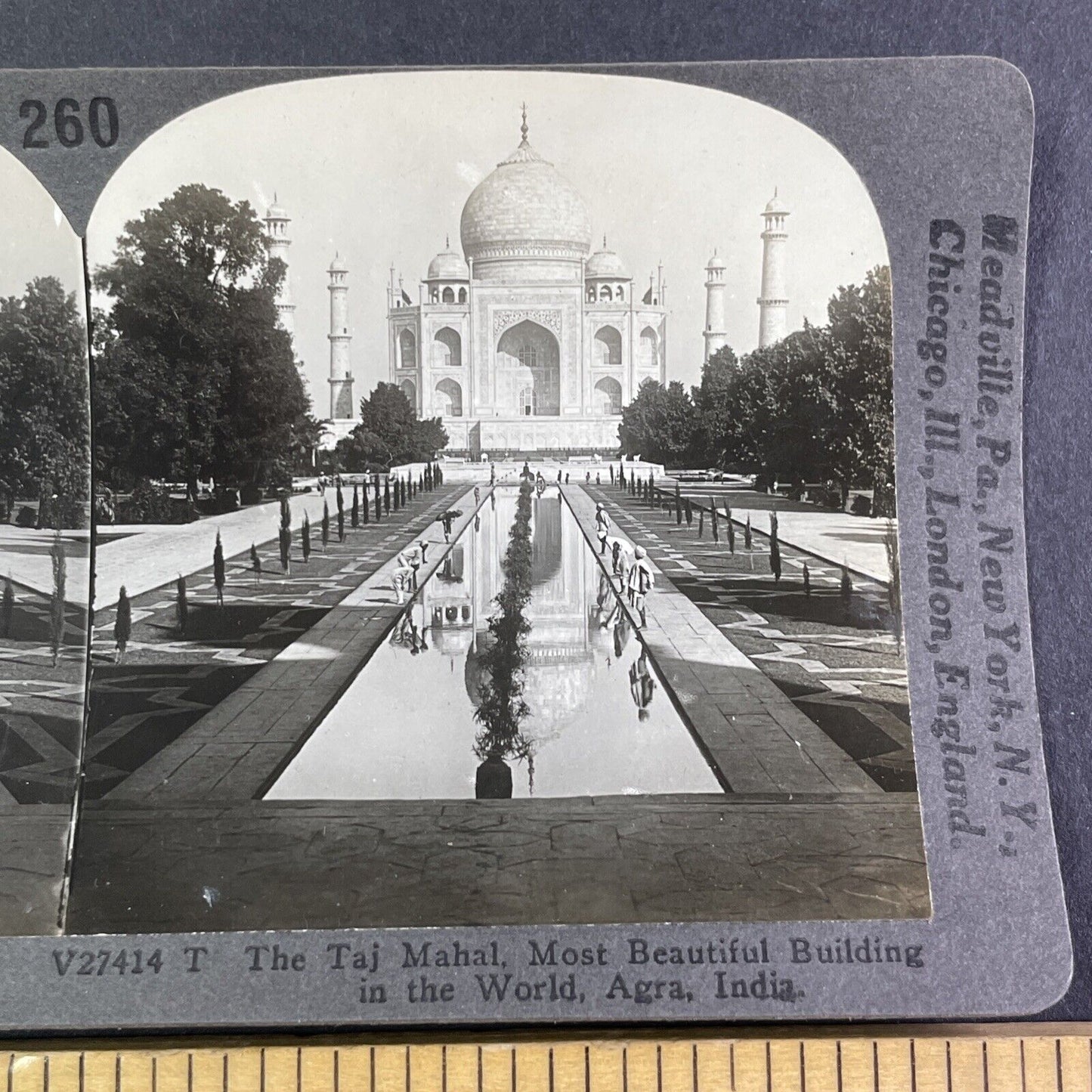 The Taj Mahal Temple in India Stereoview Antique c1920s Y2195