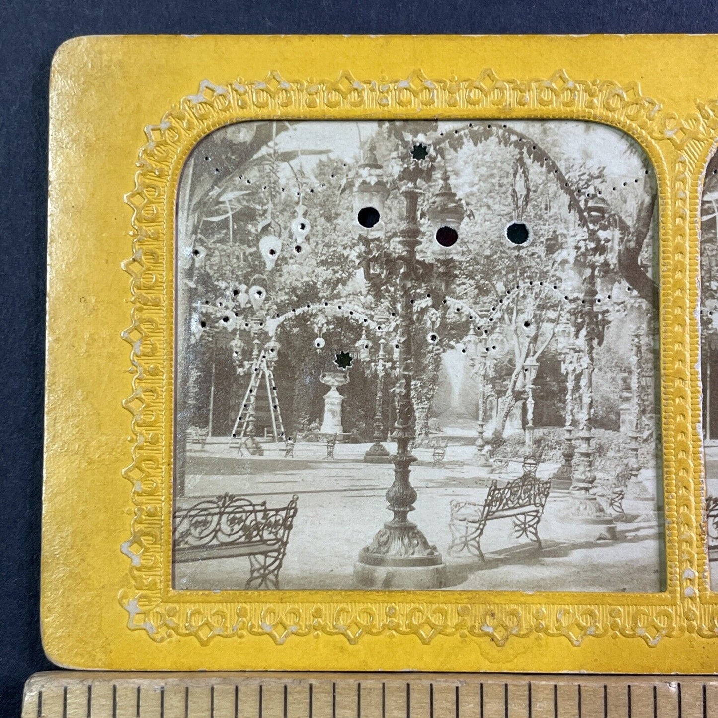 Bal Mabille Garden Paris Stereoview French Tissue Antique c1860s XT2128