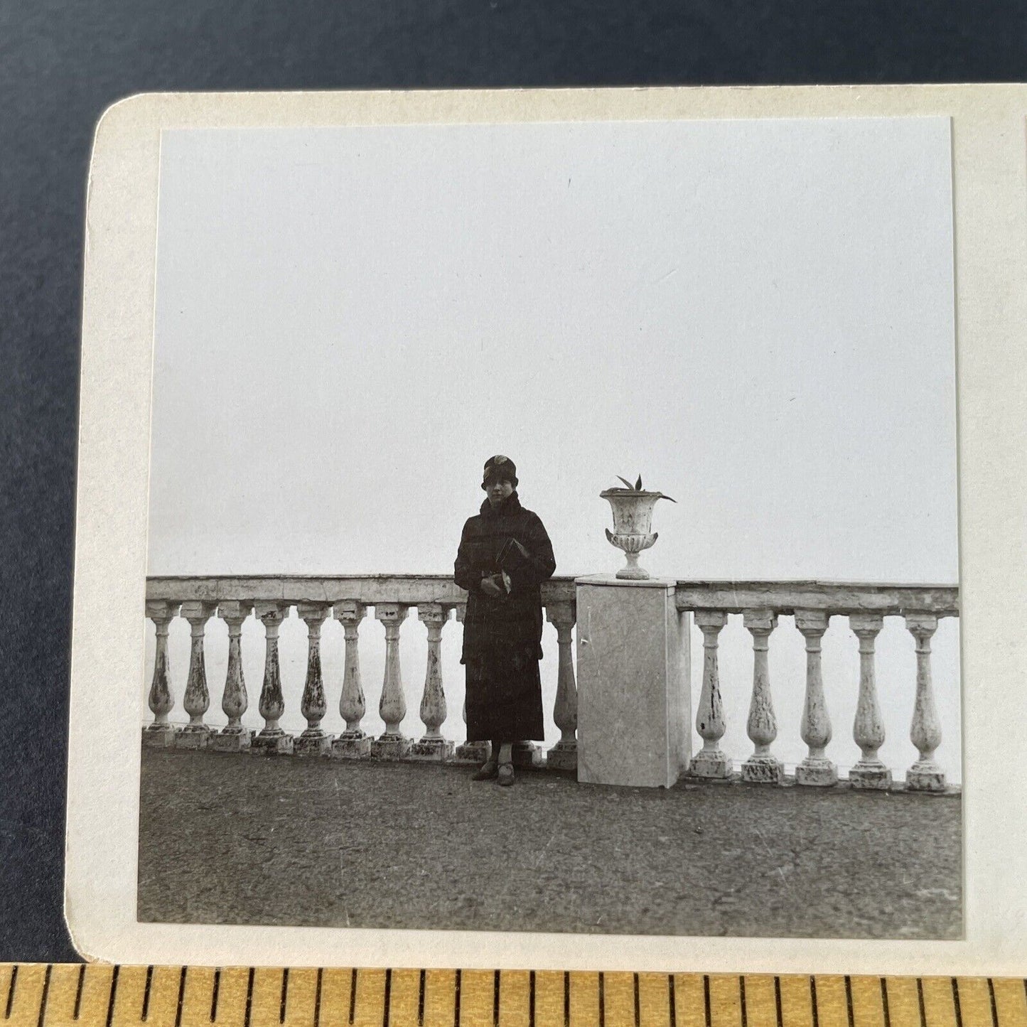 Antique 1925 Wealthy American Woman In Italy OOAK Stereoview Photo Card P3229