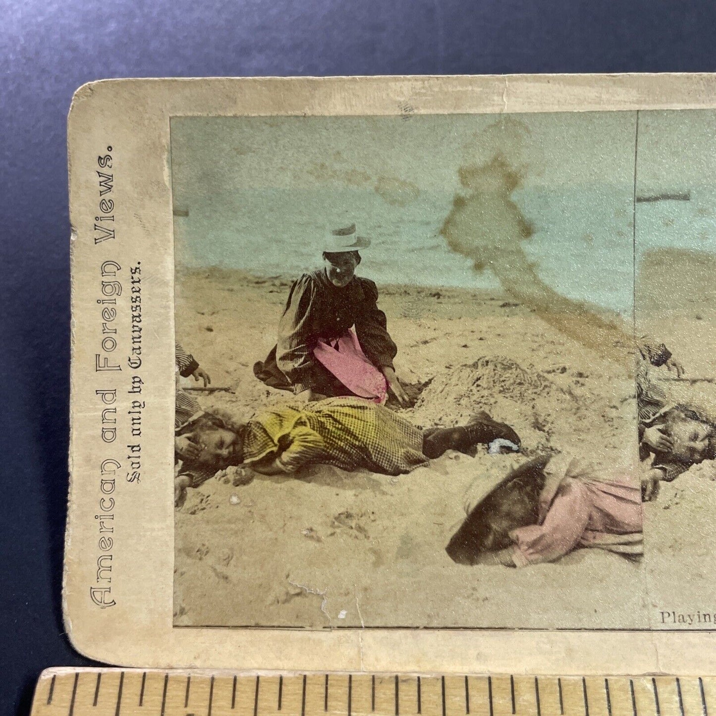 Antique 1870s Beach Attire Brighton Beach England Stereoview Photo Card P4058