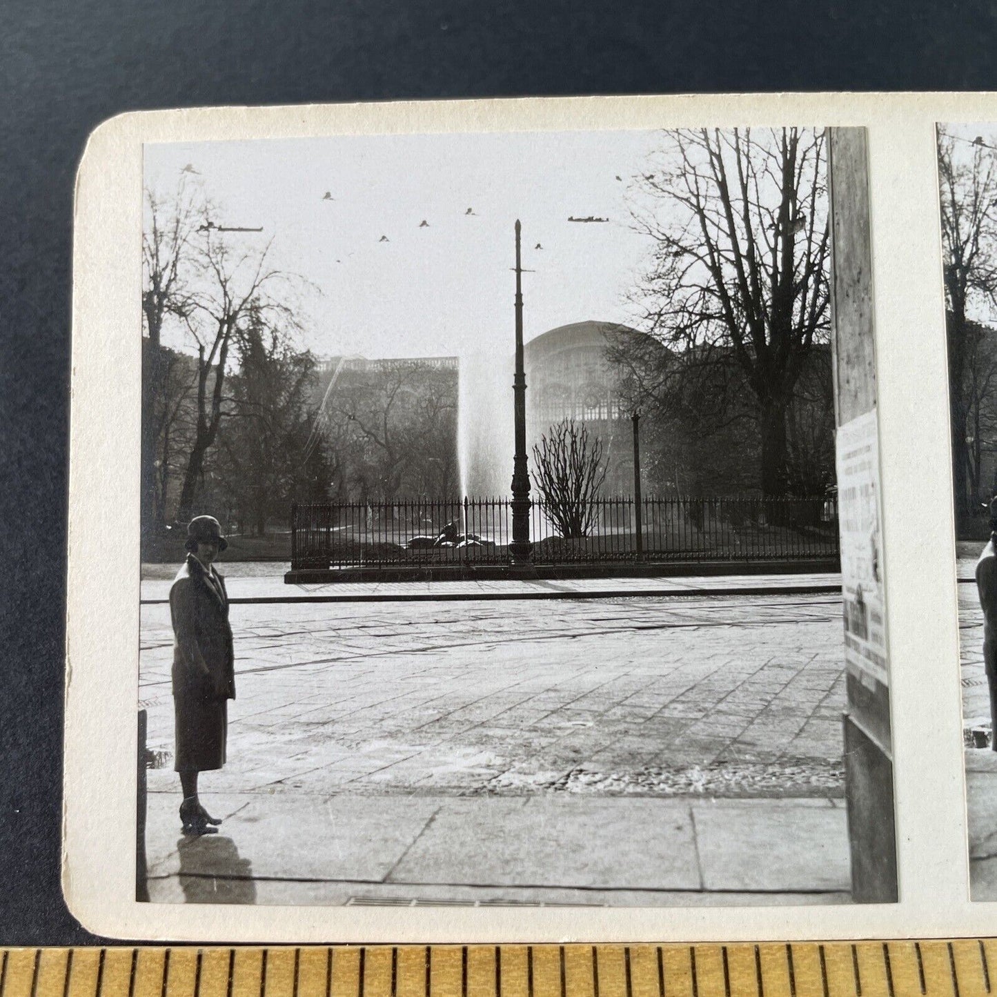 Antique 1925 Turin Train Station Turin Italy OOAK Stereoview Photo Card 3223