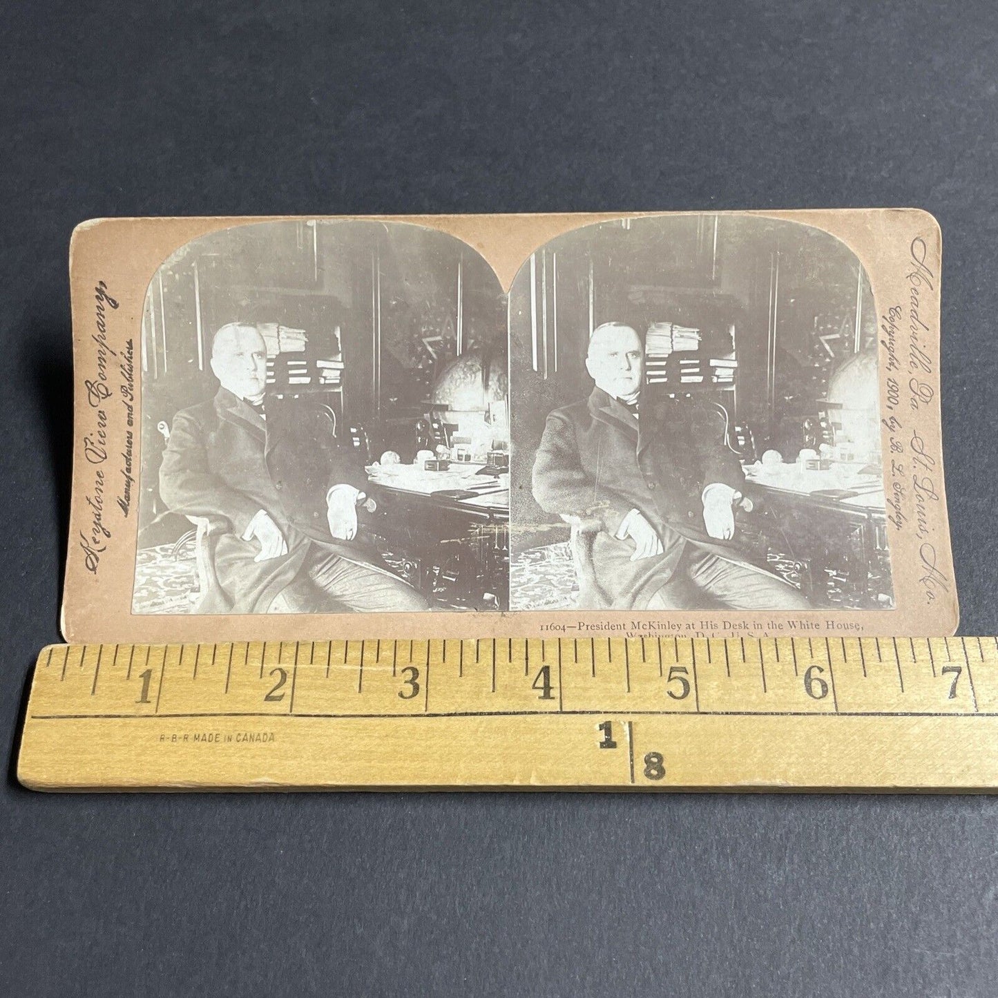 Antique 1900 President McKinley At White House Desk Stereoview Photo Card P4304