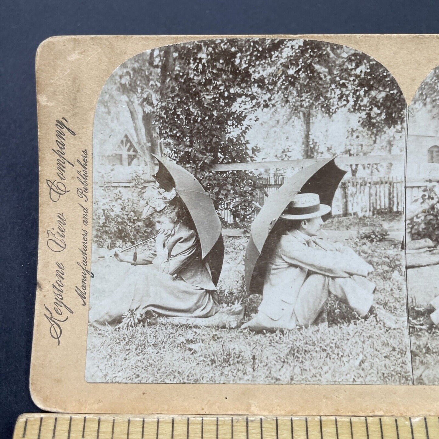 Antique 1896 Woman And Man Argument Stereoview Photo Card P2680