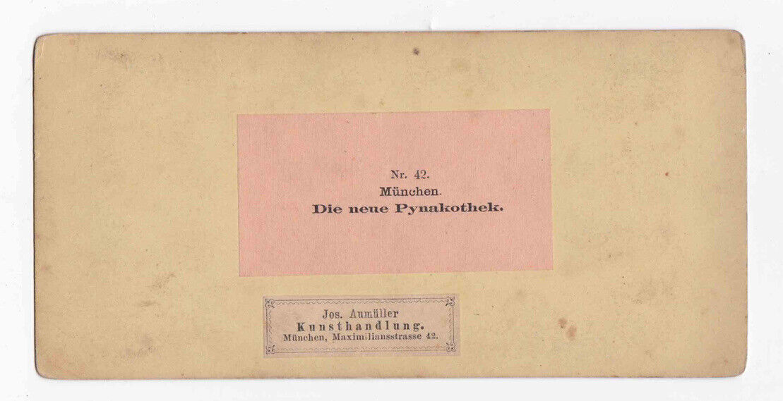 Antique 1860s Die Neue Pynakothek Pinakothek, Munich, Germany Photo Card P232