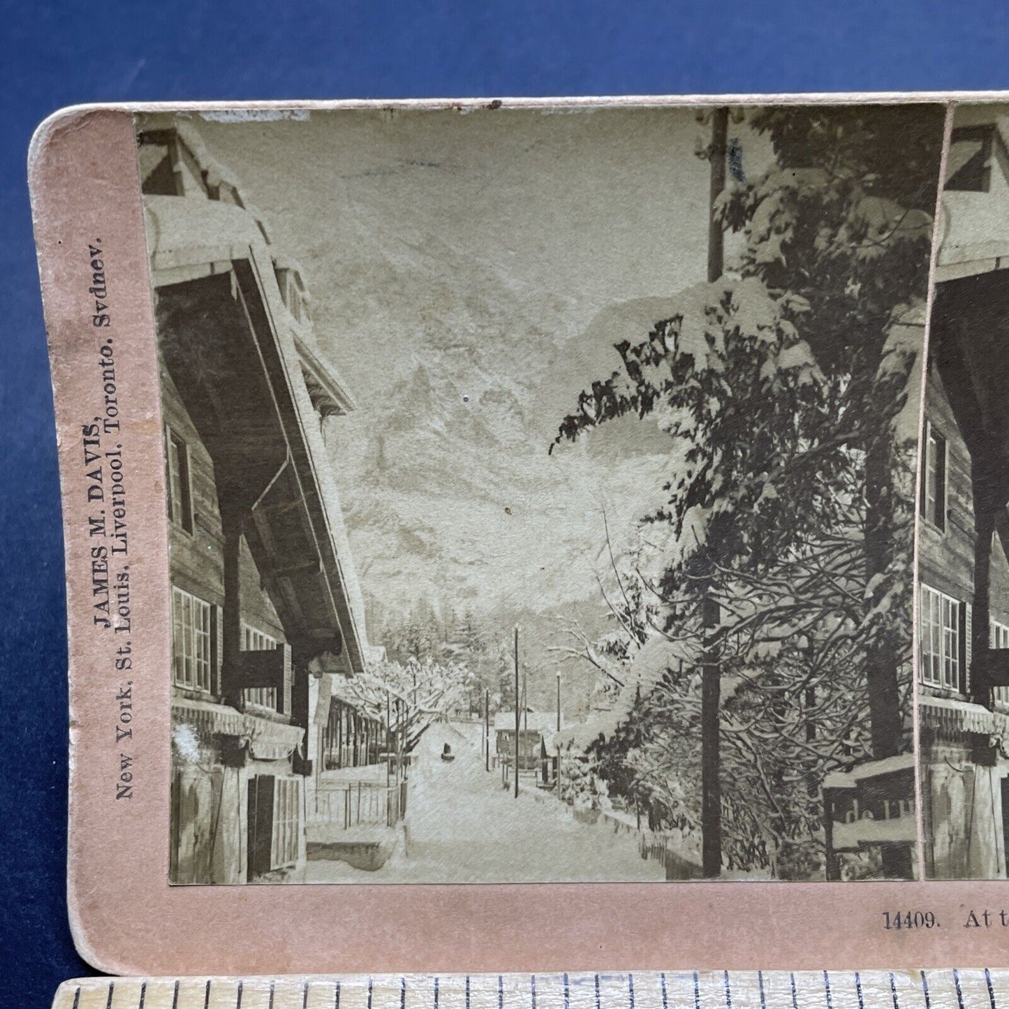 Antique 1901 Downtown Grindelwald Switzerland Stereoview Photo Card P1835