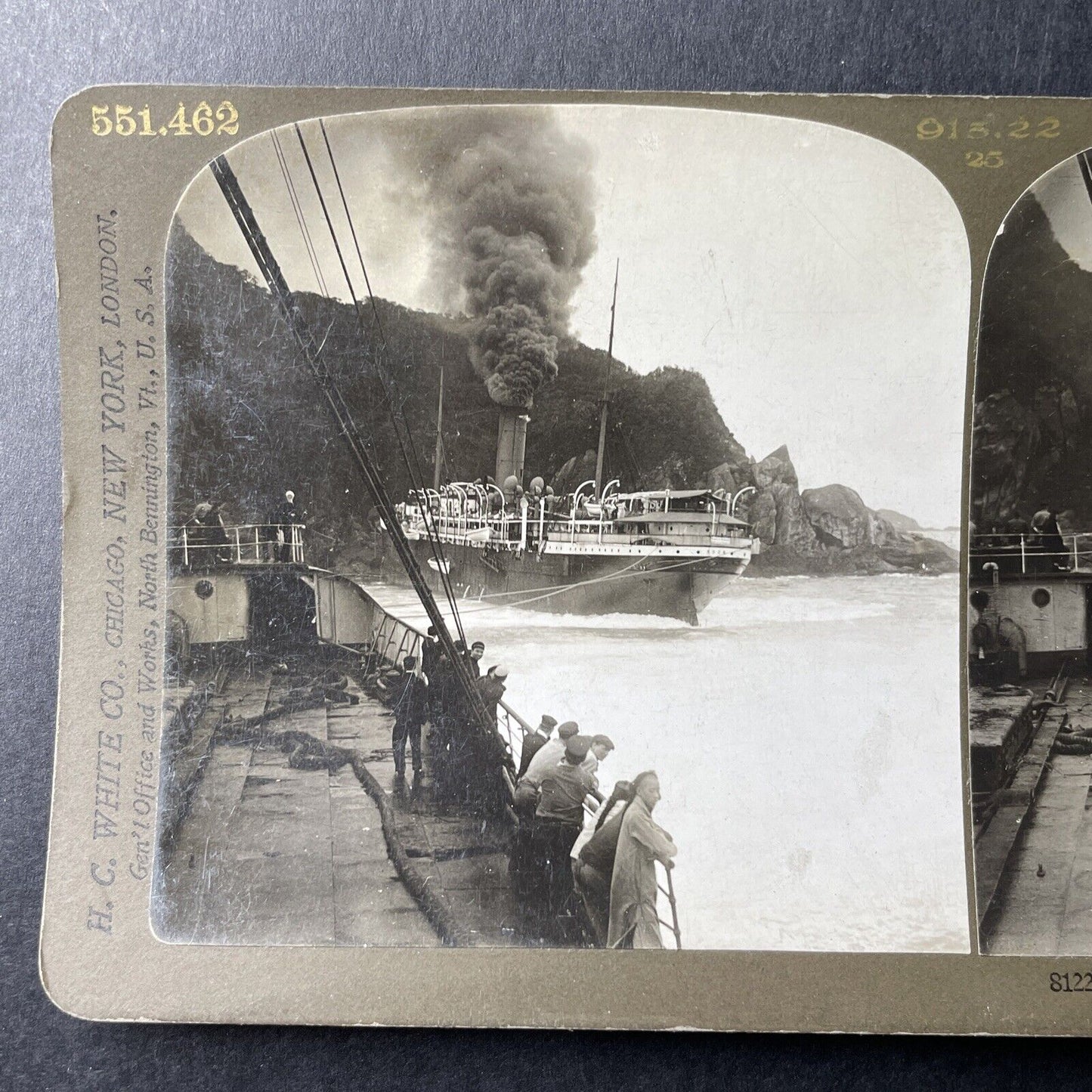 Antique 1907 SS Roon Norddeutscher Run Aground Japan Stereoview Photo Card P1011