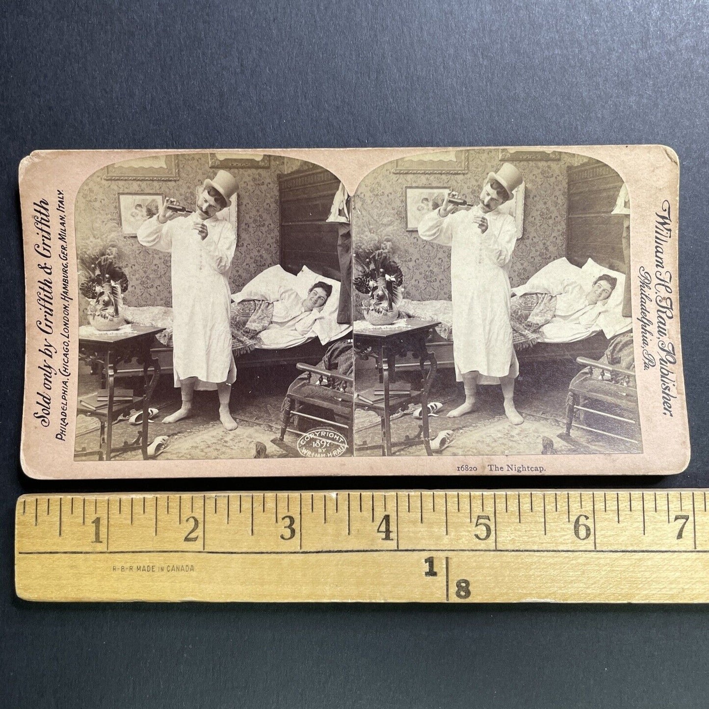 Antique 1897 Husband Has A Drink After Intimacy Stereoview Photo Card P1645