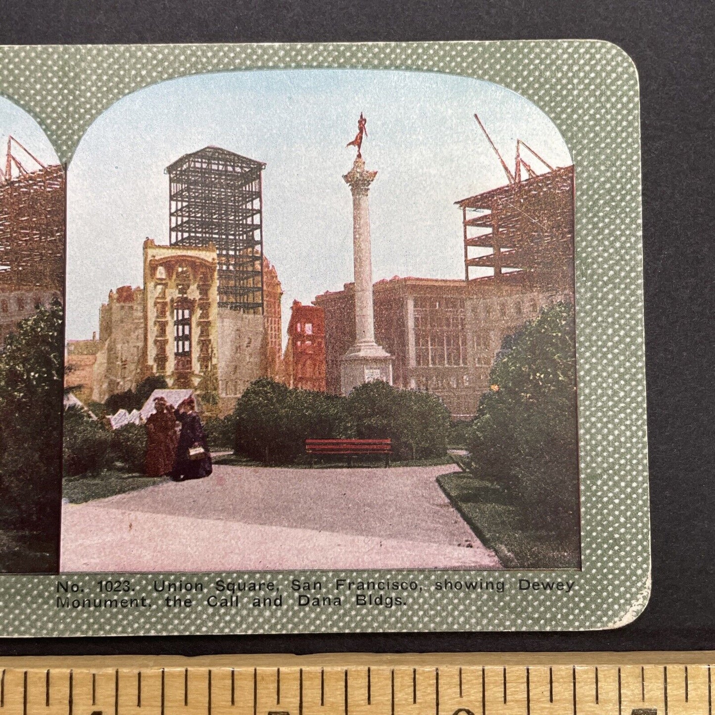 Antique 1910 San Francisco Earthquake Union Square Stereoview Photo Card 2300-23