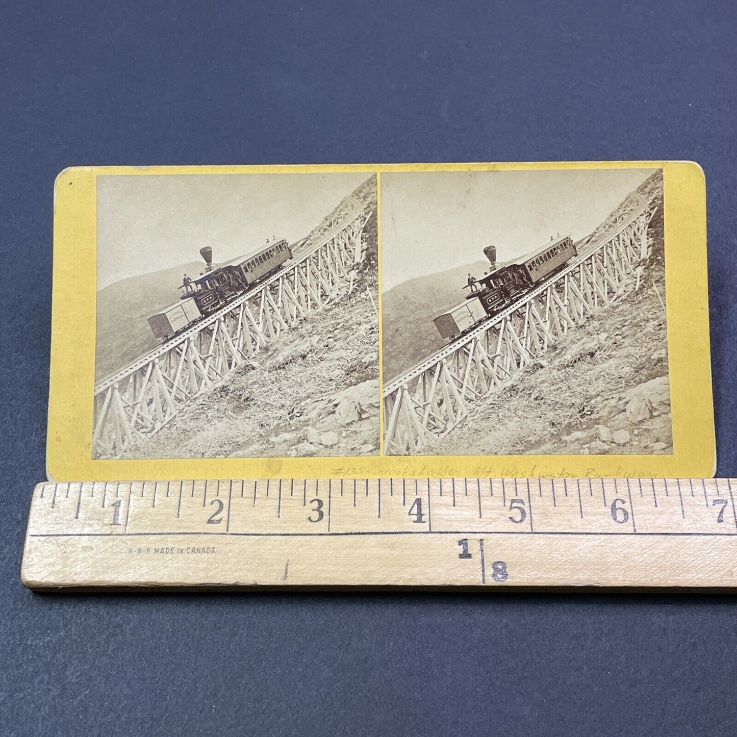 Antique 1870s Mt Washington Railroad Train Climb Stereoview Photo Card V1903