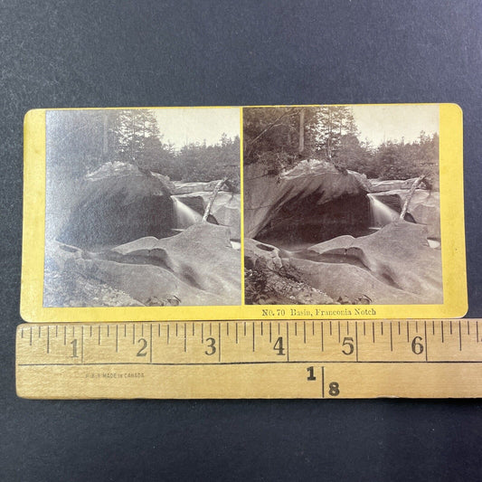 Franconia Notch River Basin Stereoview BW Kilburn Photo Card Antique c1872 X888