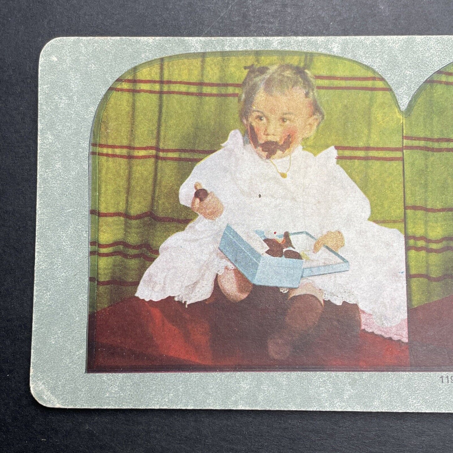 Antique 1898 Child With Chocolate All Over Face Stereoview Photo Card P1220