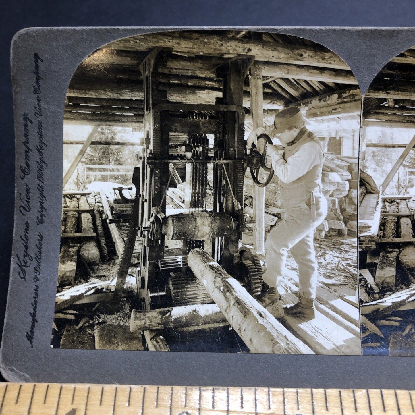 Antique 1906 Norwegian Timber Lumber Mill Stereoview Photo Card P1982