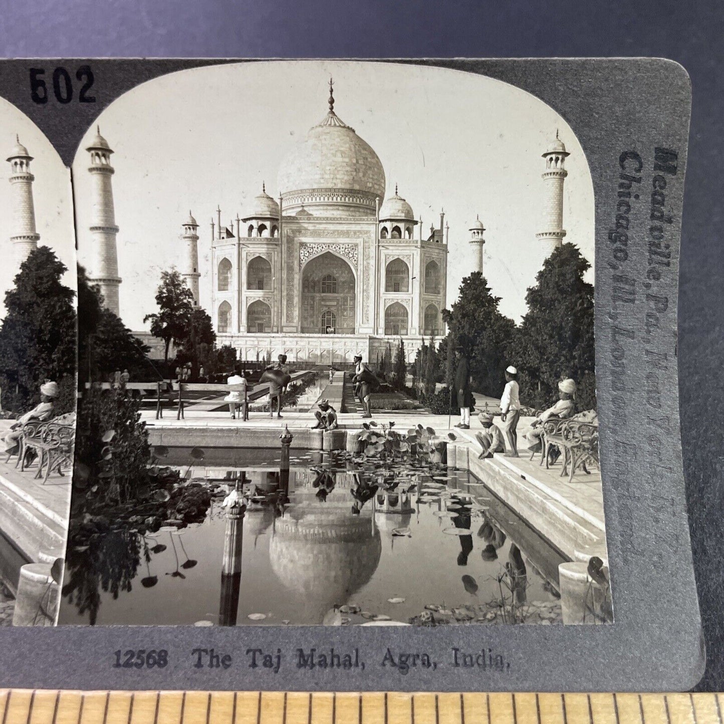 Antique 1910s The Taj Mahal In Agra India Stereoview Photo Card P3697