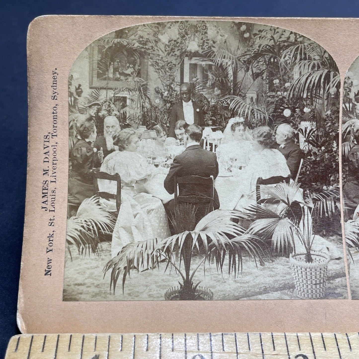 Antique 1897 African American Man Caters A Breakfast Stereoview Photo Card P1999