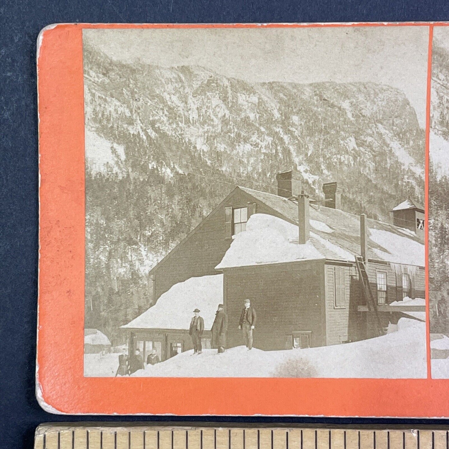 Snowstorm in New Hampshire Stereoview White Mountains Antique c1891 Y1123