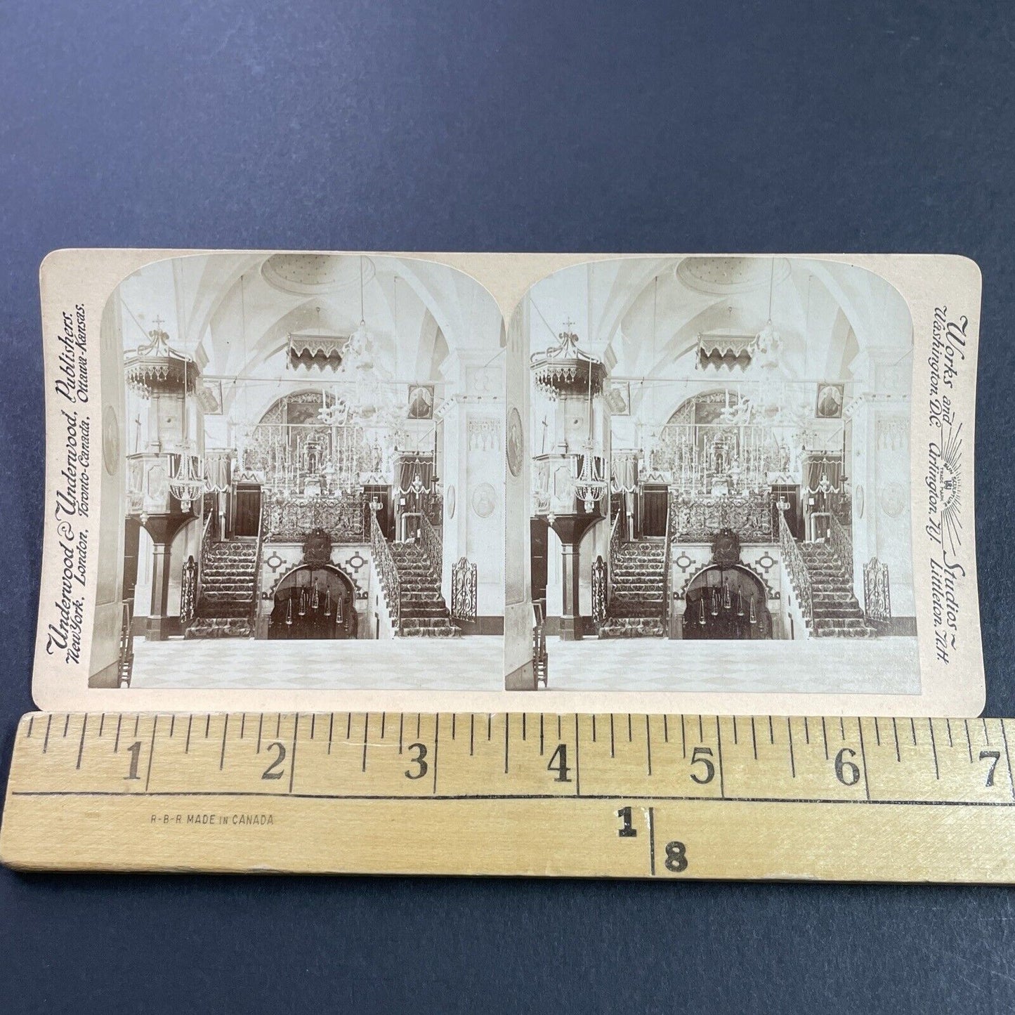 Antique 1890s Church Of The Annunciation Nazareth Stereoview Photo Card P3882