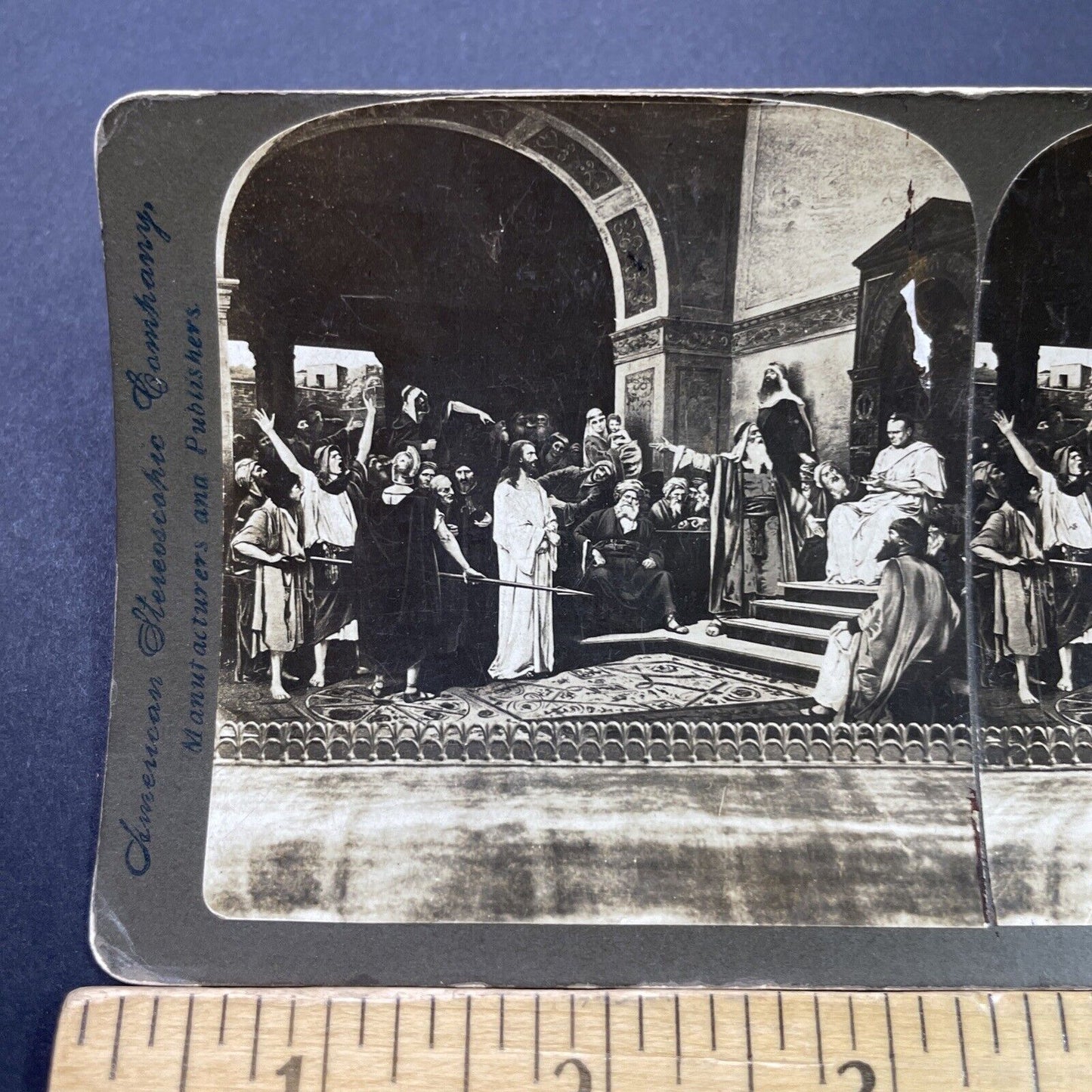 Antique 1903 Jesus Christ Before The Pilate Stereoview Photo Card P3131