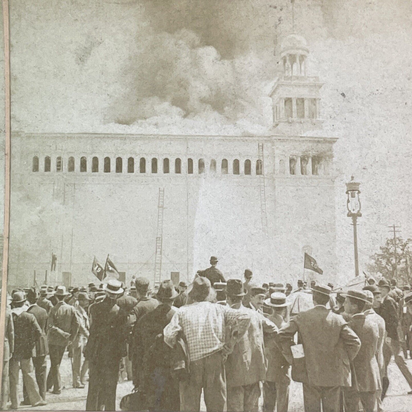 Cold Storage Building Fire Disaster Stereoview Chicago Antique c1893 X4080