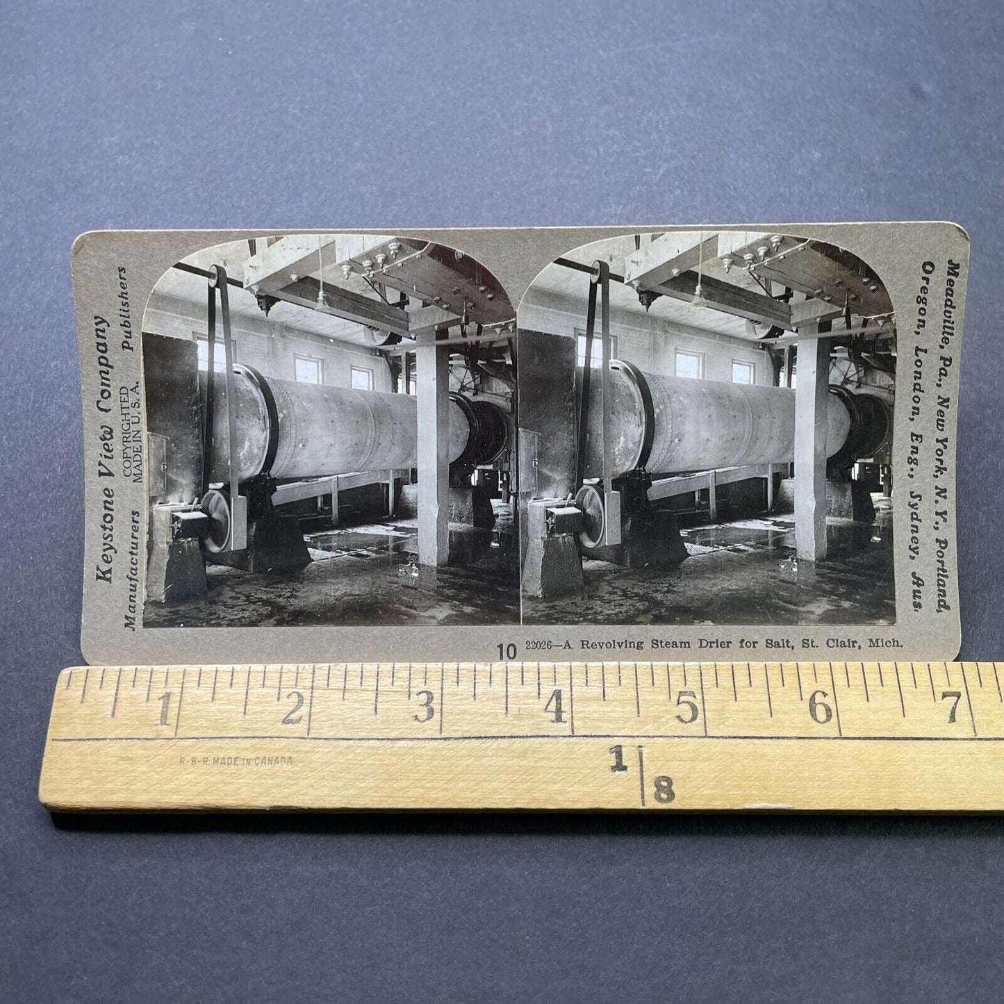 Antique 1910 Salt Steam Dryer St. Clair Michigan Stereoview Photo Card 2469