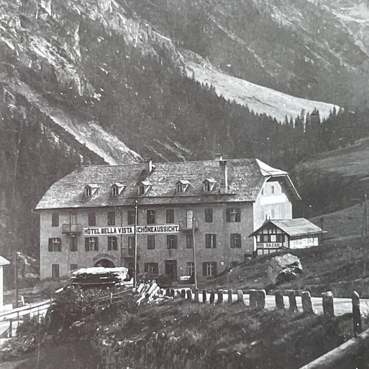 Antique 1925 Hotel Bella Vista South Tyrol Italy OOAK Stereoview Photo Card 3242