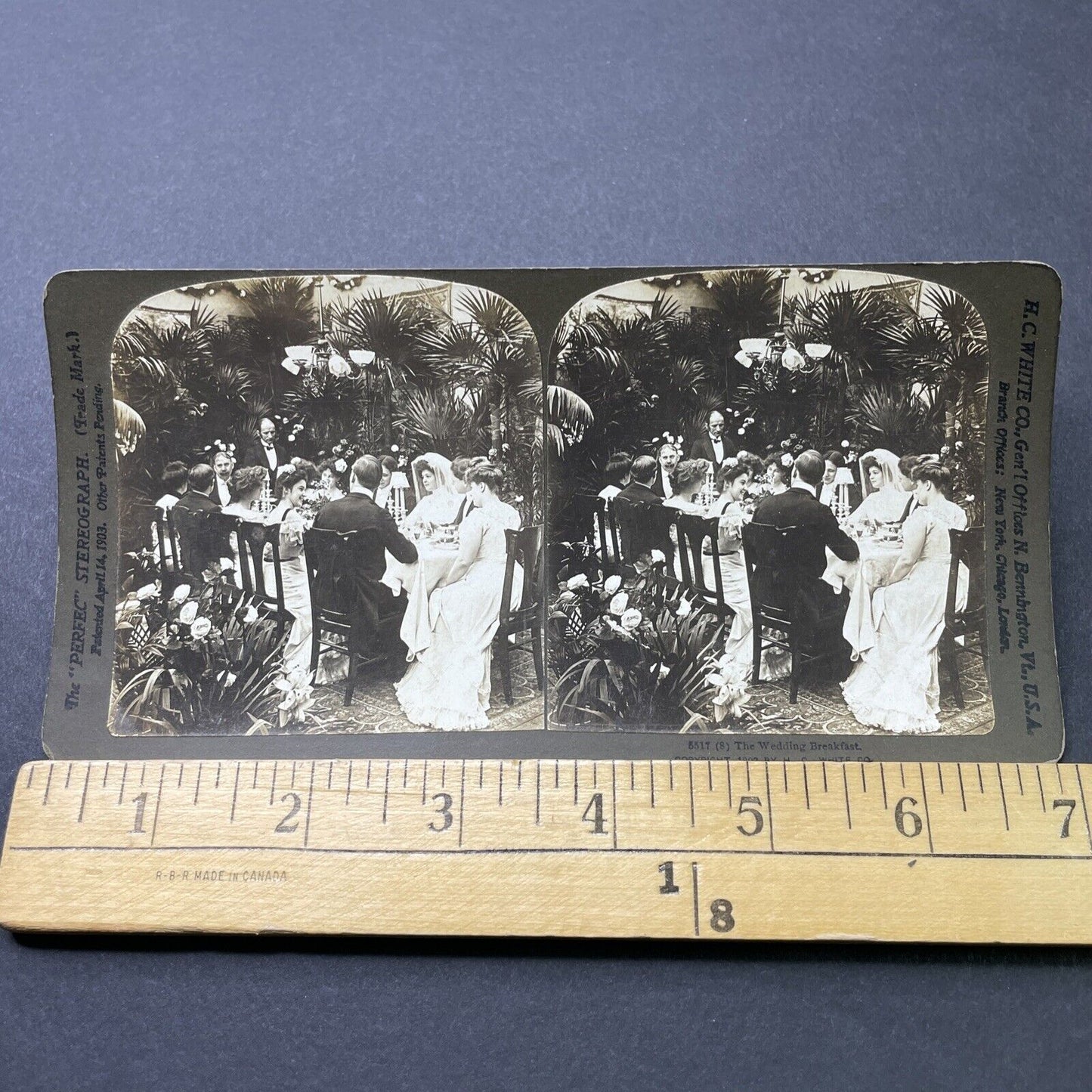 Antique 1902 Wedding Dinner Party Stereoview Photo Card P2707
