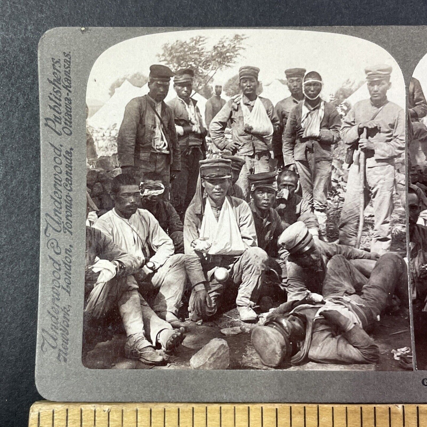 Injured Japanese Soldiers In Dalian China Stereoview Antique c1904 X2801