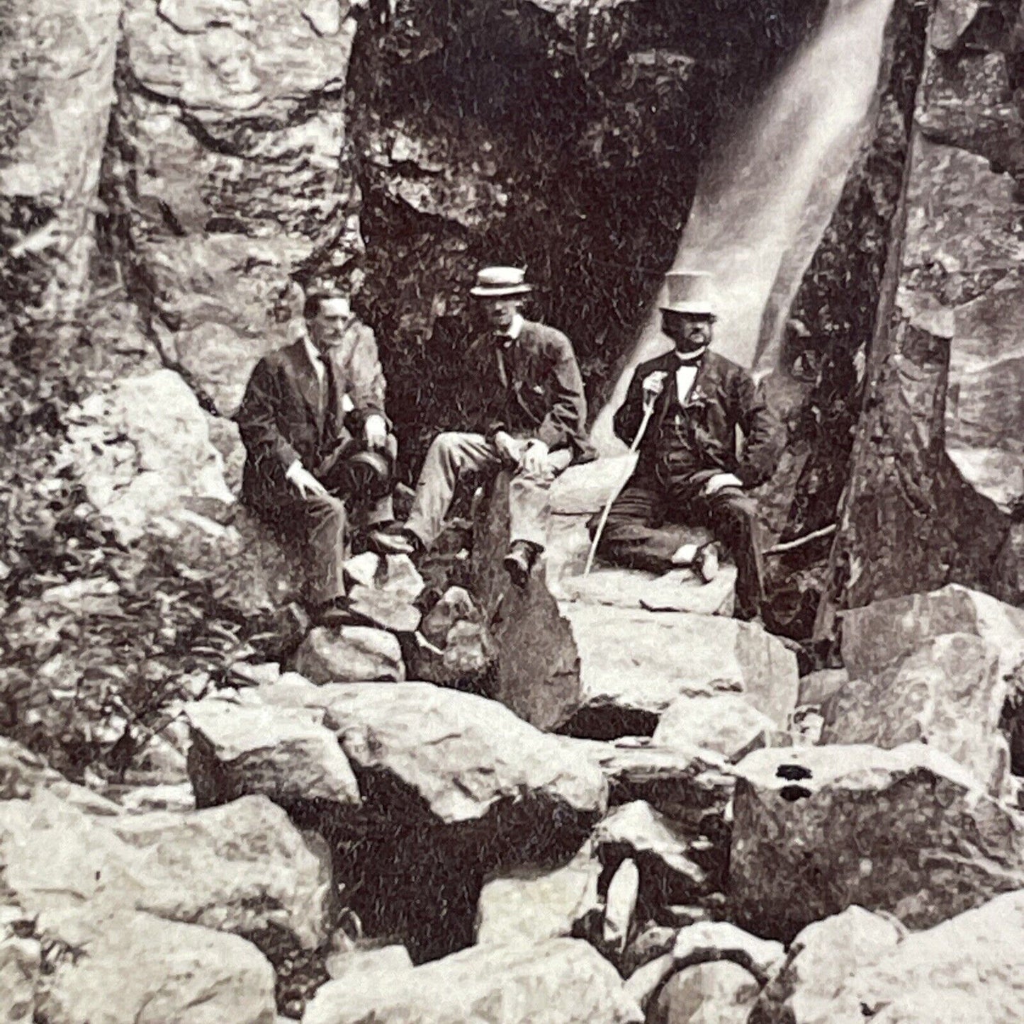 Silver Cascade Crawford Notch Stereoview New Hampshire Antique c1870s Y912