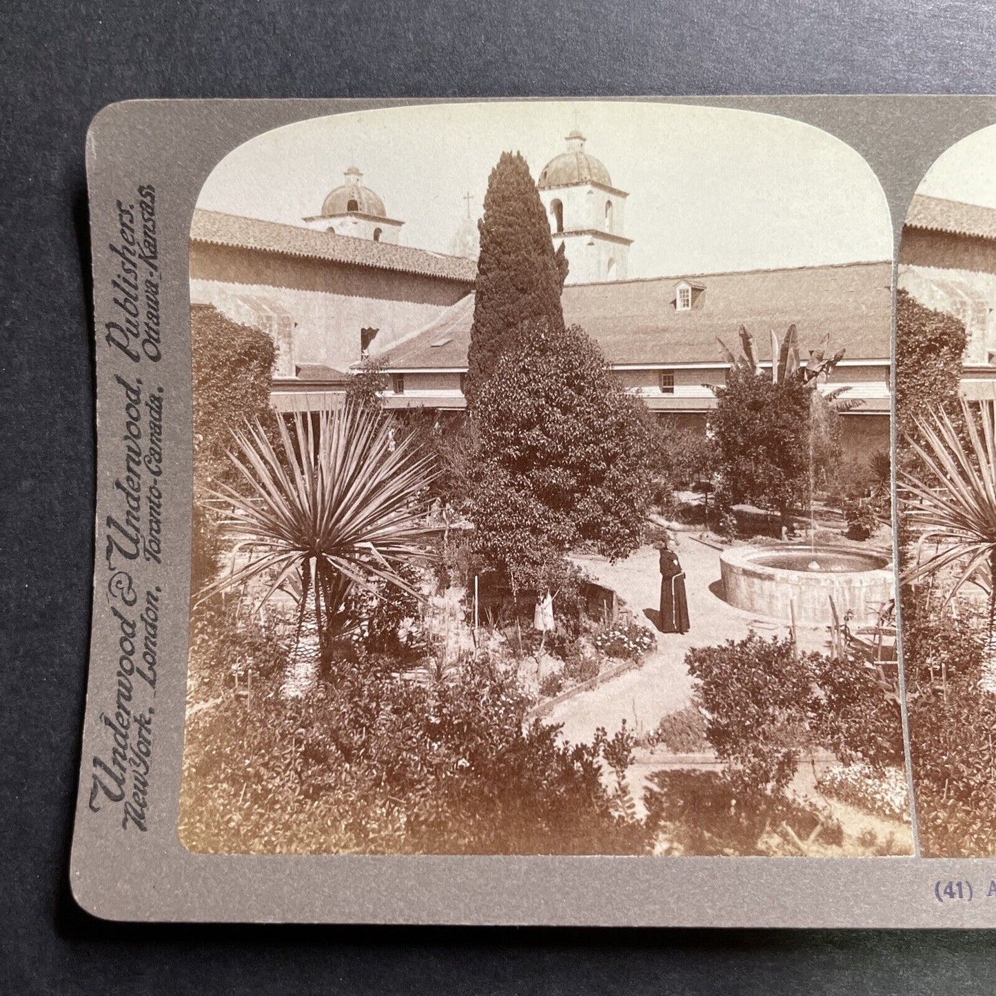 Antique 1902 Santa Barbara California Hotel Mission Stereoview Photo Card P1396