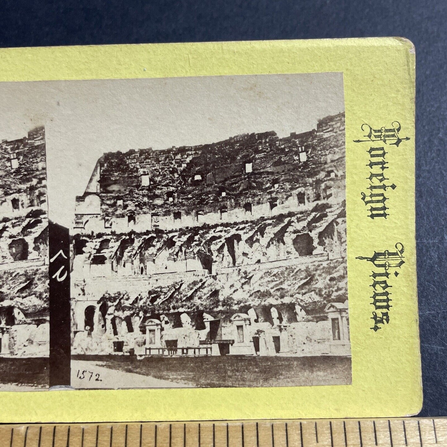 Antique 1870s Inside The Colosseum Rome Italy Stereoview Photo Card P5064