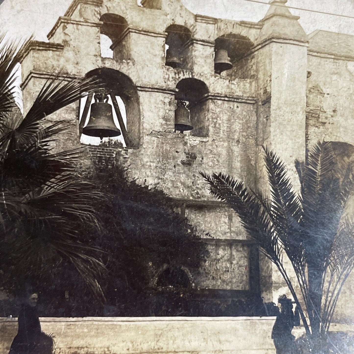 Antique 1909 San Gabriel Mission Church California Stereoview Photo Card P3595