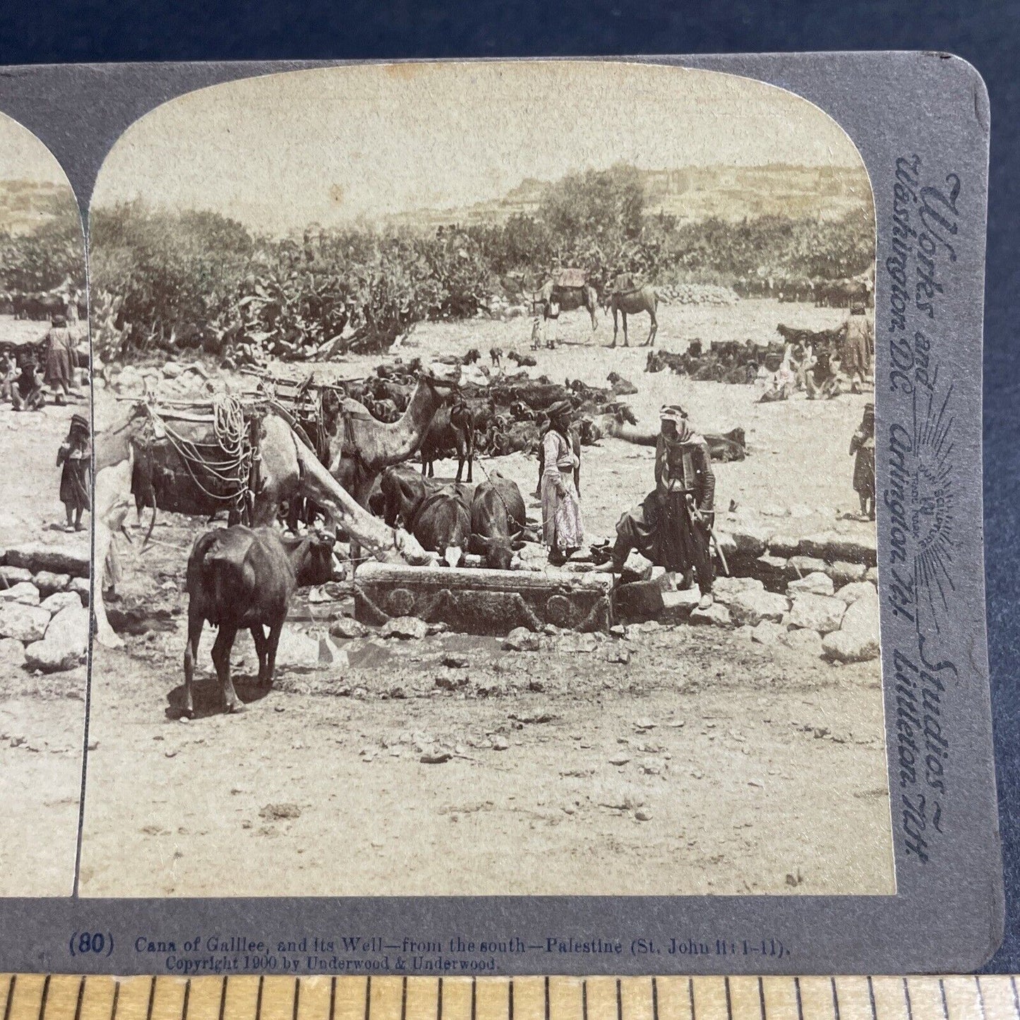 Antique 1898 Cana Of Galilee Spring Fed Well Israel Stereoview Photo Card P4166