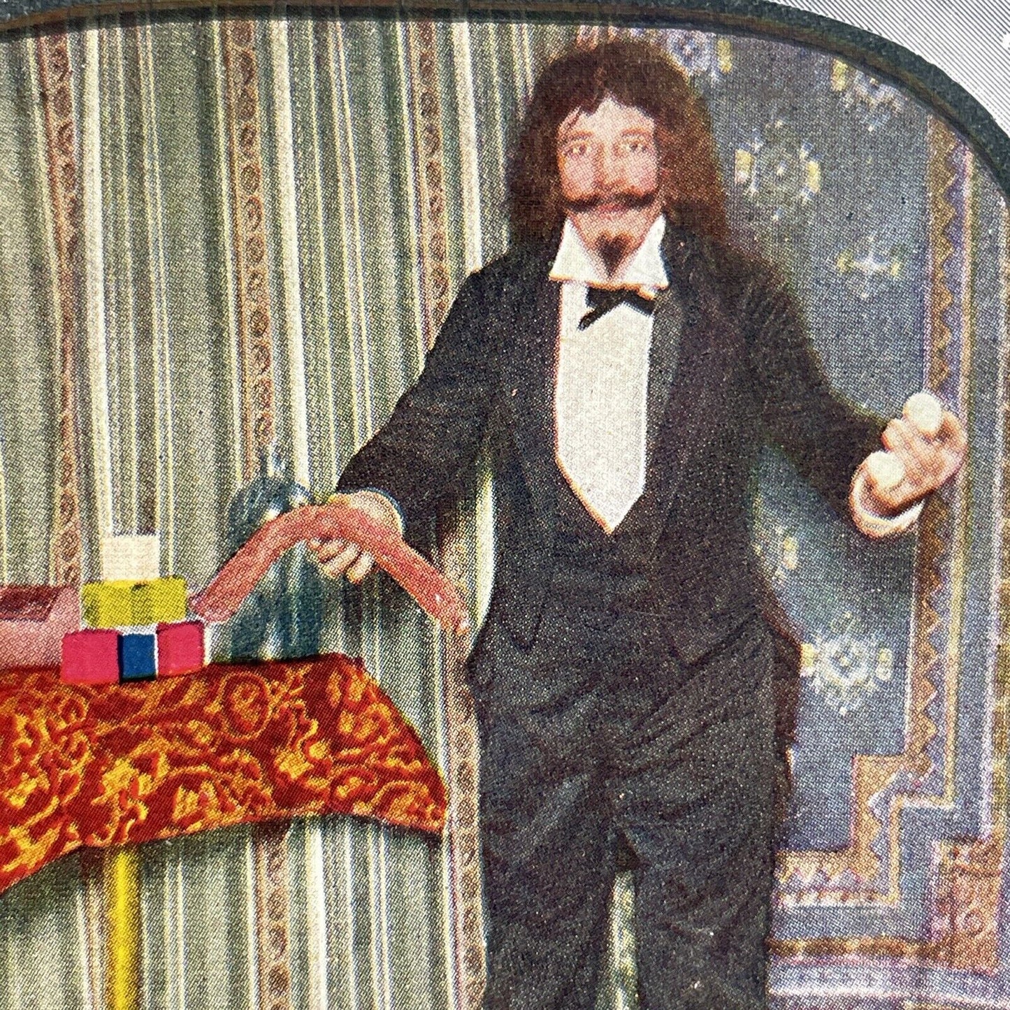 Antique 1906 Circus Magician With A Sausage & Eggs Stereoview Photo Card Q2264