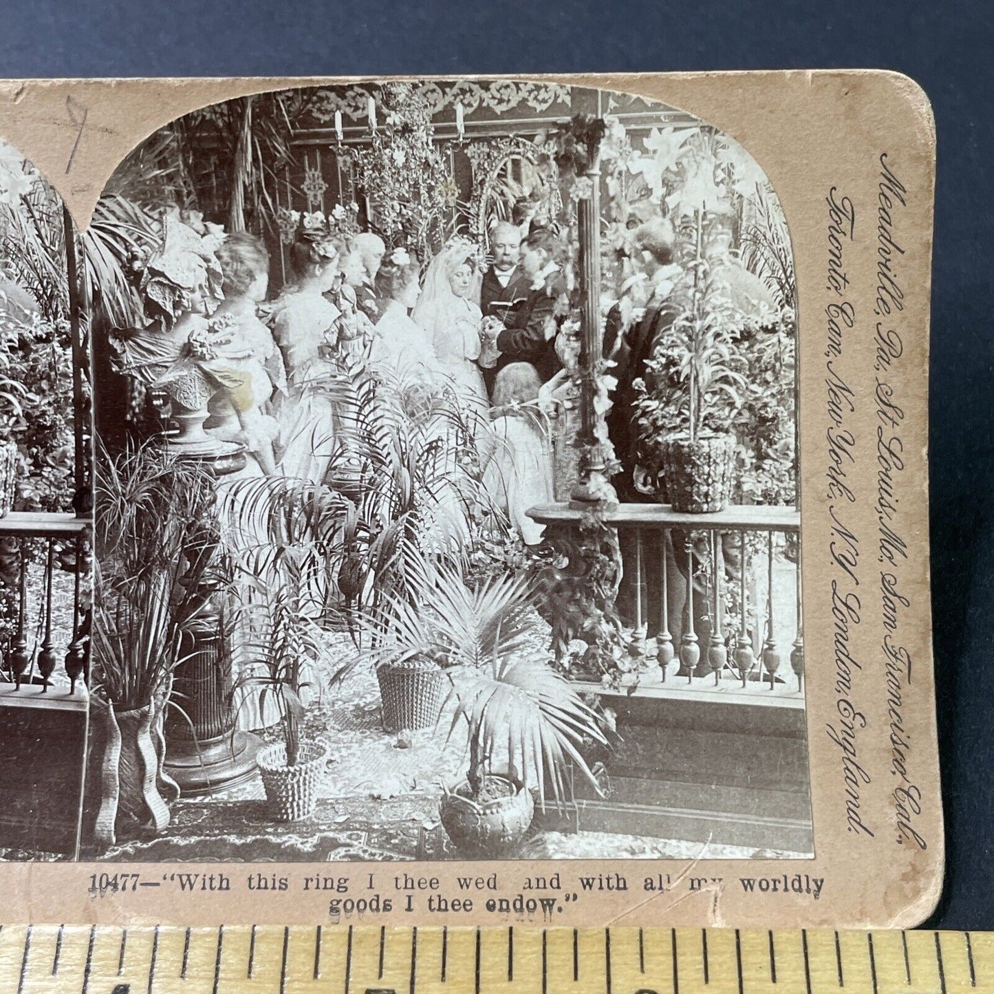 Antique 1901 Groom Places Ring On Brides Finger Stereoview Photo Card P2965