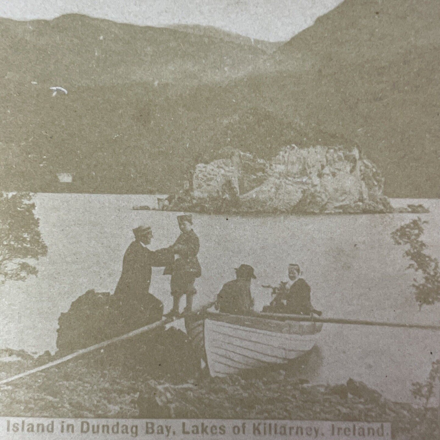 Antique 1860s Devil's Island Muckross Lake Ireland Stereoview Photo Card P2319