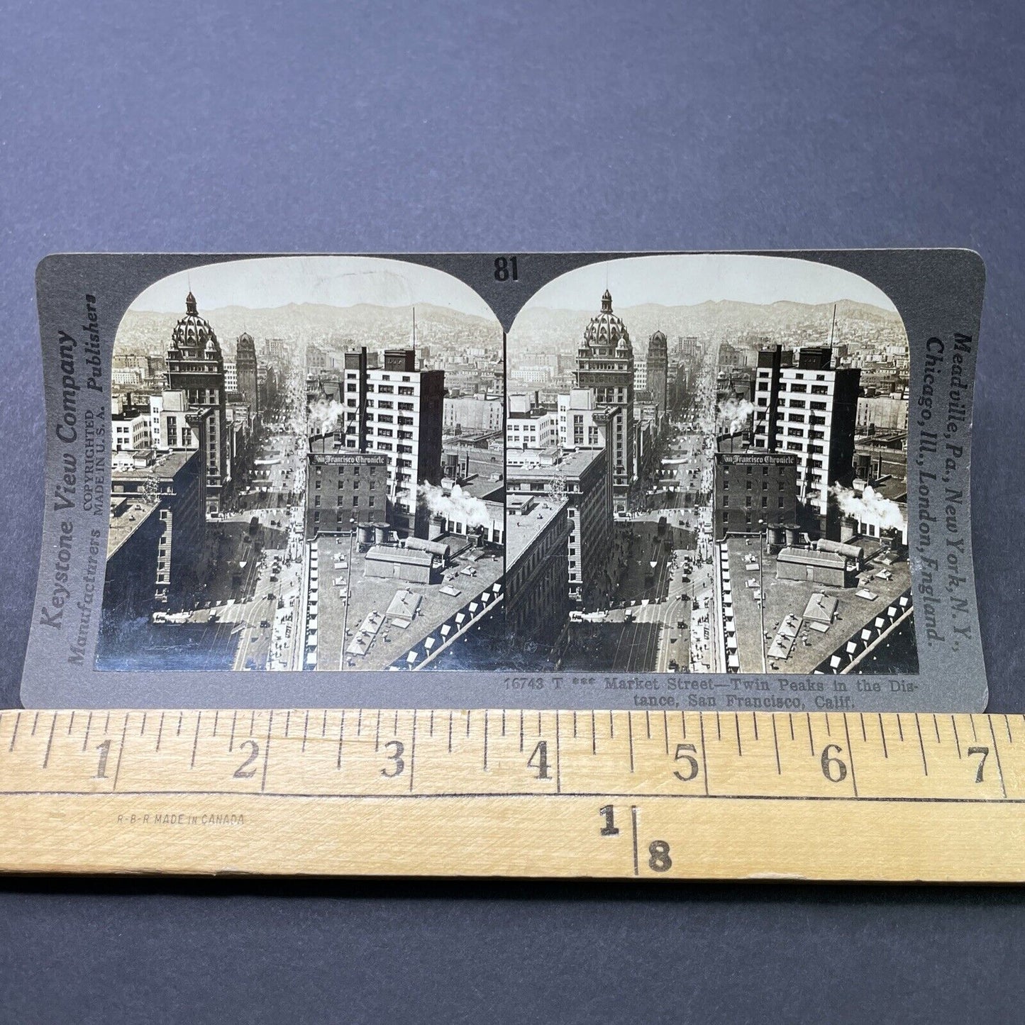 Antique 1910s San Francisco Chronicle Building Stereoview Photo Card P2755