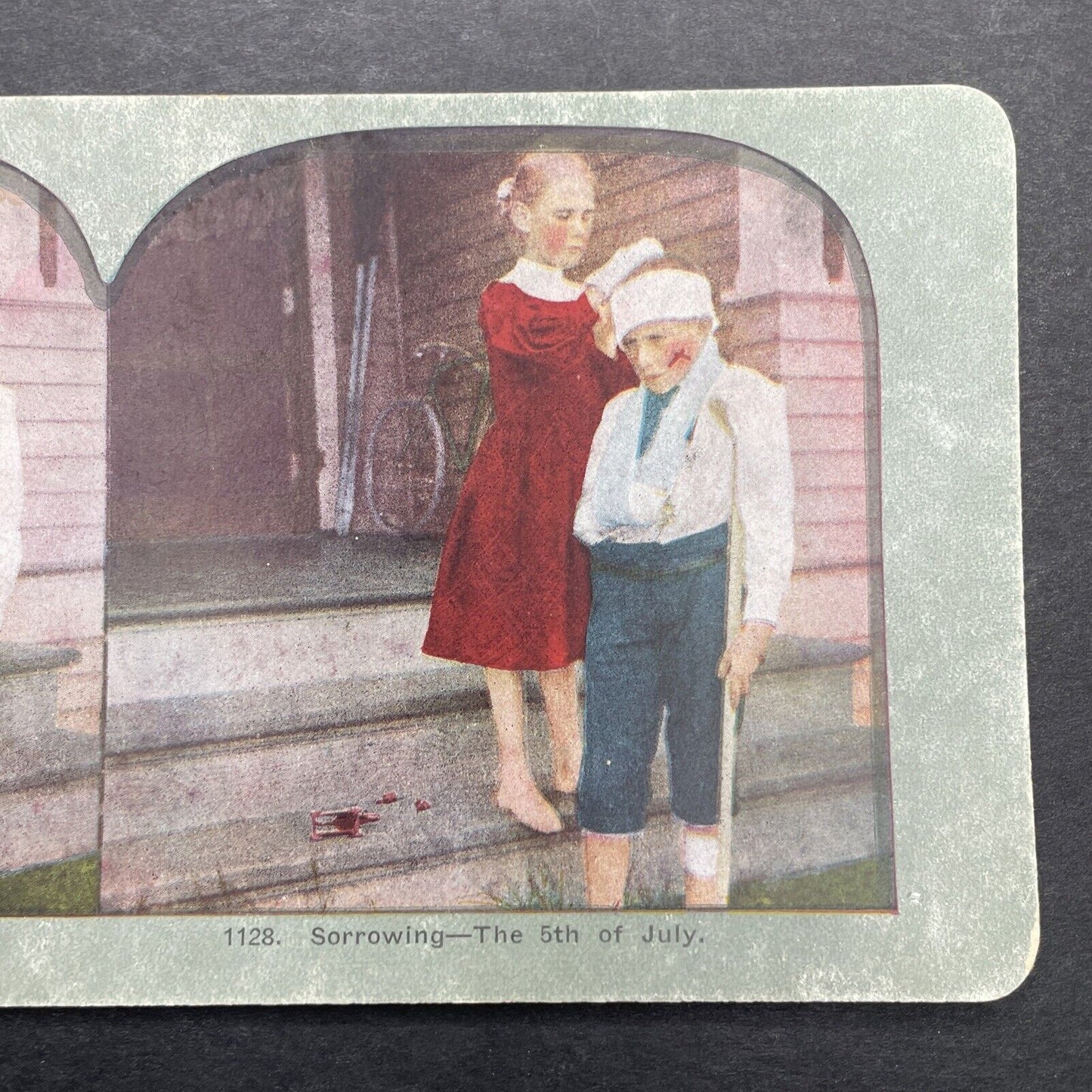 Antique 1898 Fourth Of July Serious Injury Warning Stereoview Photo Card P1131