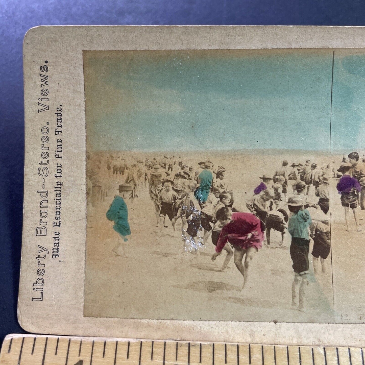 Antique 1870s Children At Brighton Beach England Stereoview Photo Card P4057