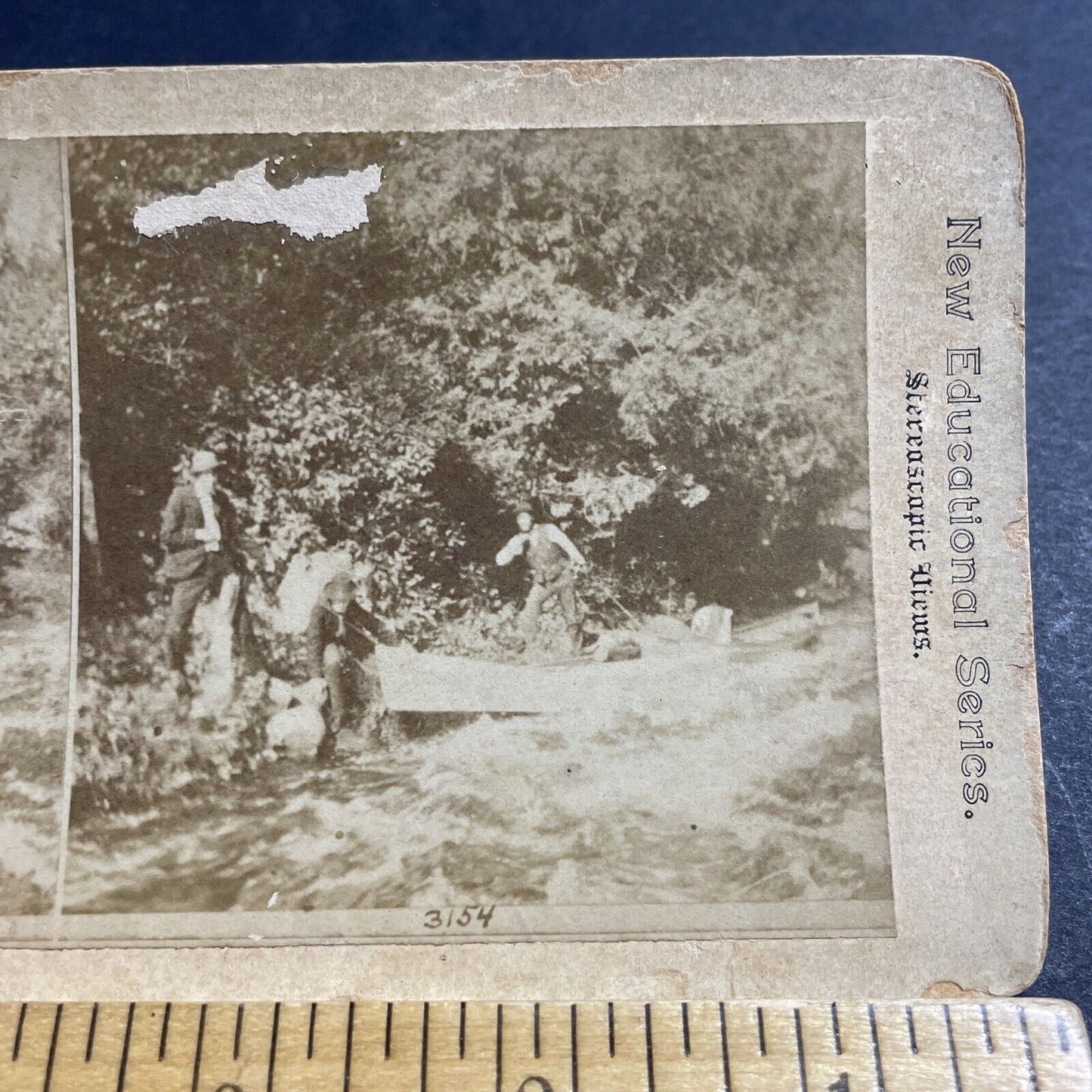 Antique 1880s Beaulieu River Falls NWT Canoeing Canoe Stereoview Photo Card 5024