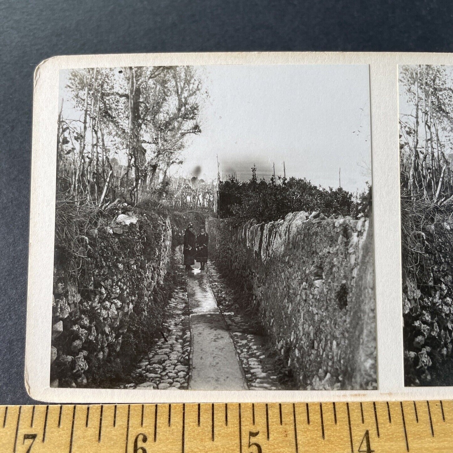 Antique 1925 Old Roman Soldier War Trench Italy OOAK Stereoview Photo Card P3259