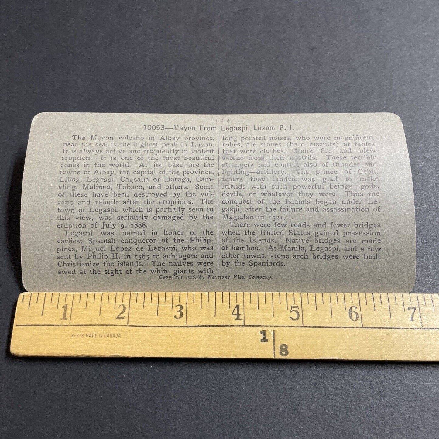 Antique 1906 The Mayon Volcano Luzon Philippines Stereoview Photo Card P5514