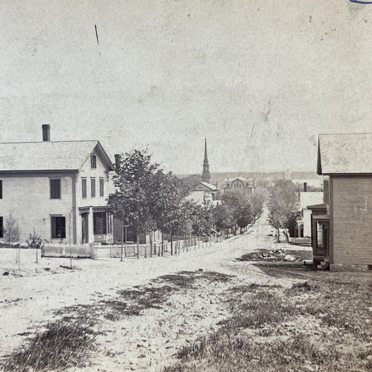 Antique 1870s Concord New Hampshire School Street Stereoview Photo Card V1960