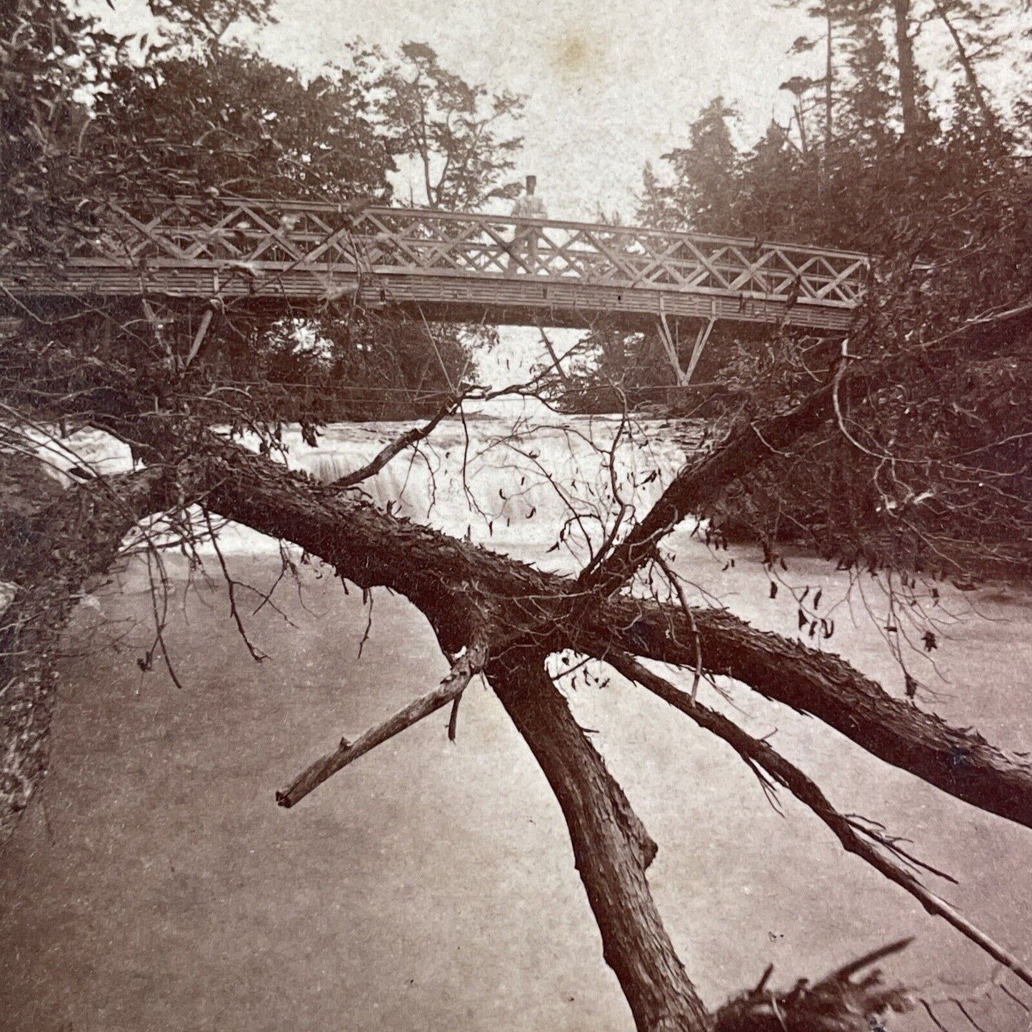 Sister Island Bridge New York Stereoview George Curtis Antique c1870 Y2442